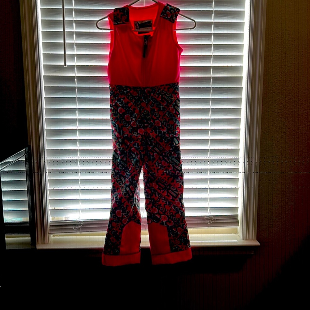 Spyder Girls Pink Geometic Ski Bibs
